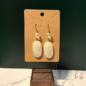 Elegant Gold and Cream Dangle Earrings